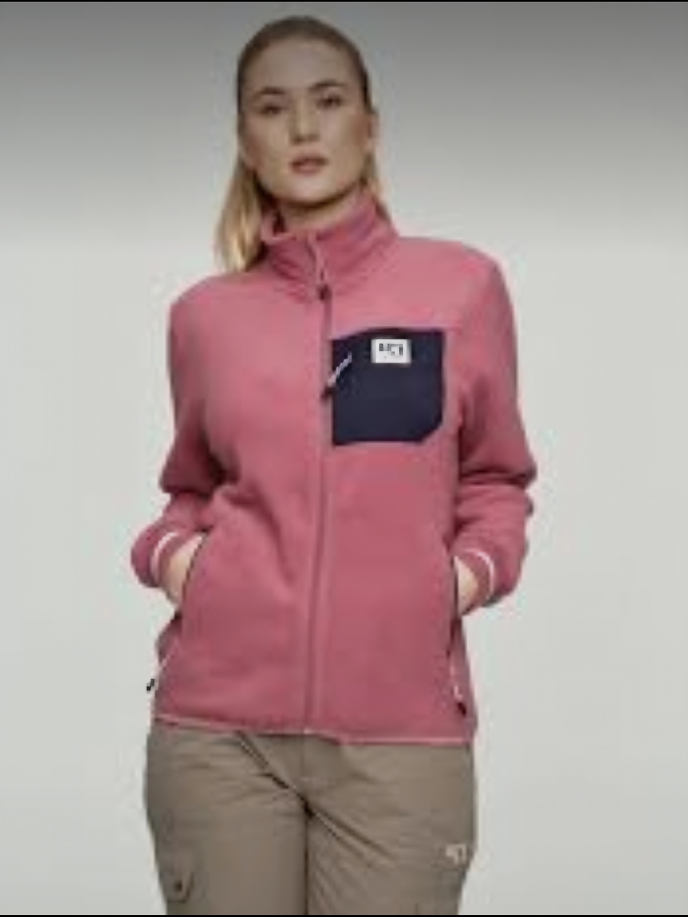 Kari Traa Rothe Midlayer Fleece Dusty Rose Full-Zip Jacket Women’s Med Pockets